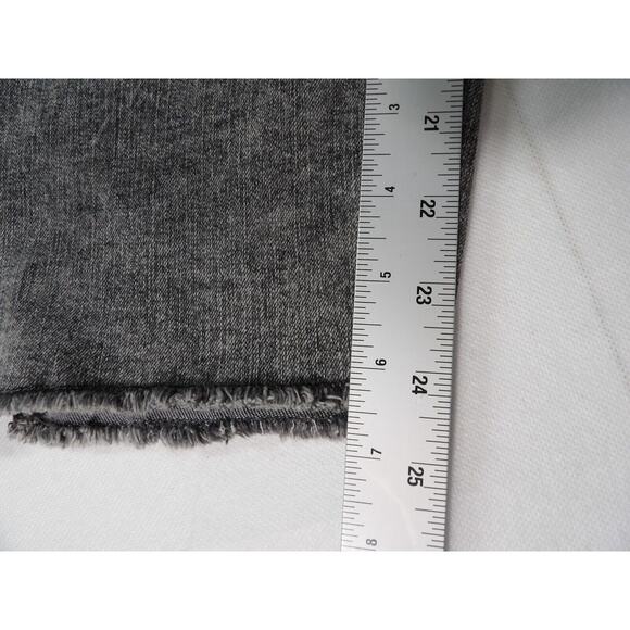 Logo Lori Goldstein 24W Cropped Jeans Mid Rise Straight Acid Wash Black Raw Hem - Picture 9 of 14